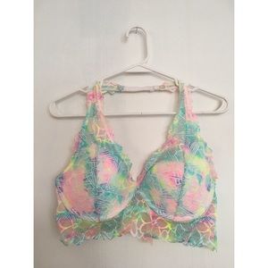 PINK Multicolor Lace Halter Bralette